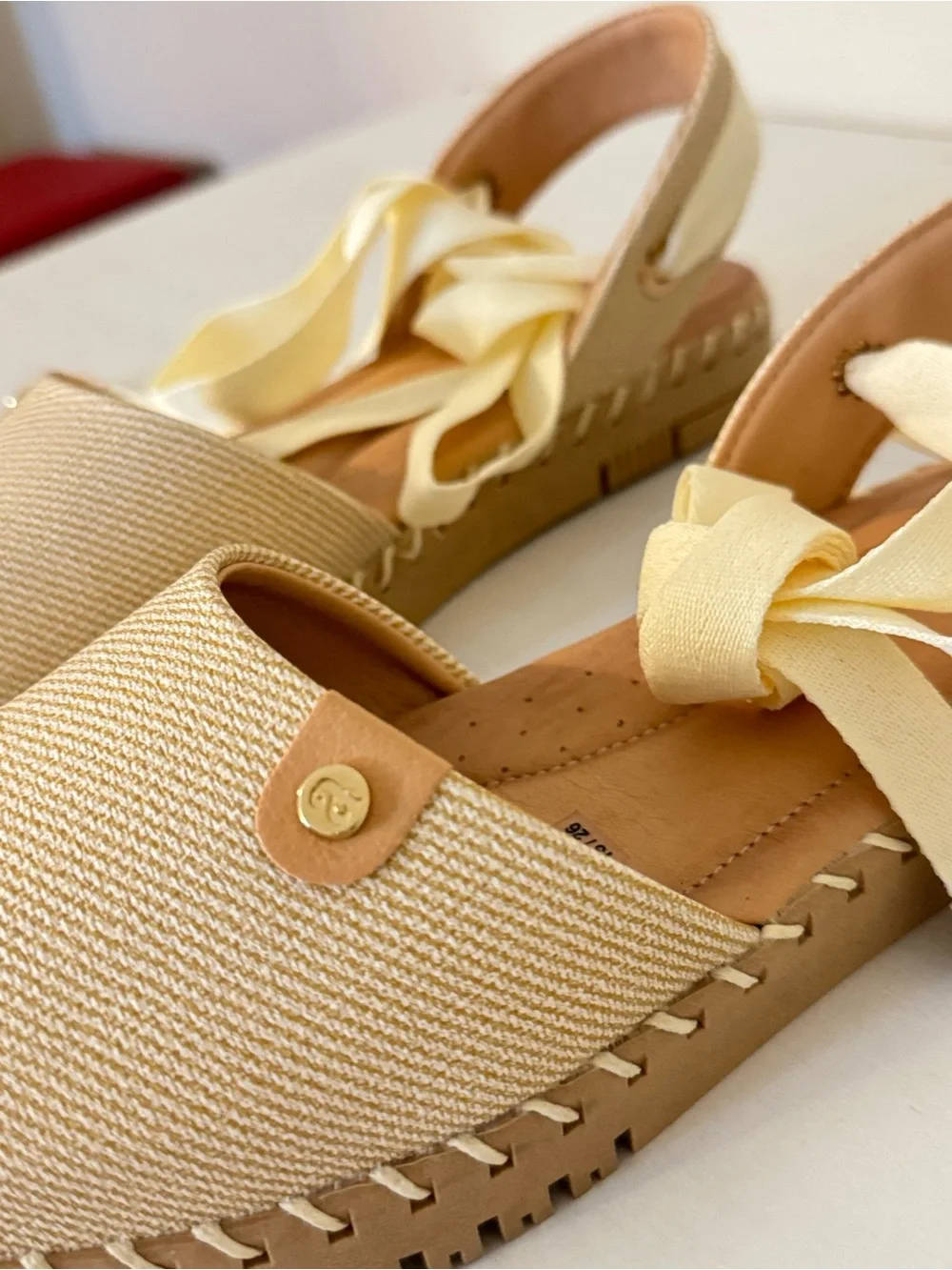 Women's Cream Espadrille Lace-Up Flats